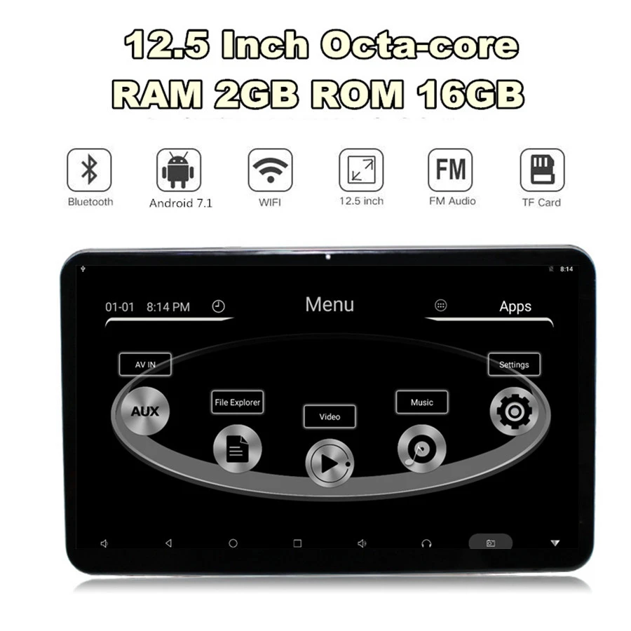 Пара 12,5 HD 1080P Android 7,1 ram 2GB rom 16GB Octa-core 1,6 GHz wifi 3g/4G BT HDMI подголовник заднего сиденья мониторы сенсорный экран