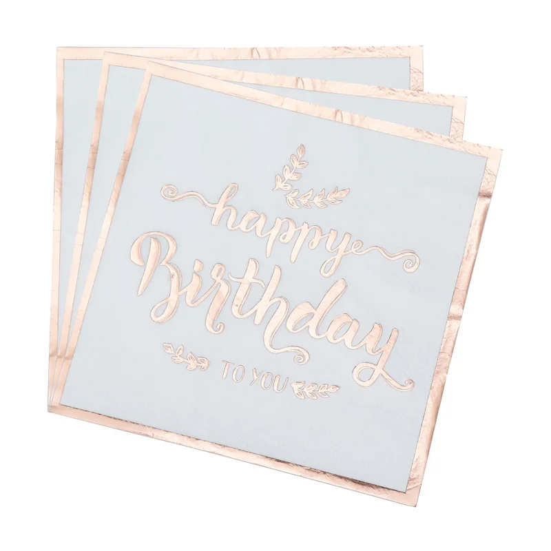 

Table Decoration Rose Gold Disposable Tableware Happy Birthday to you Paper Cup Plate Napkin Adult Kids Birthday Party Supplies