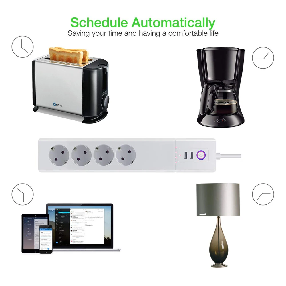 Умный удлинитель Zigbee с 4 розетками евровилкой независимым управлением несколько