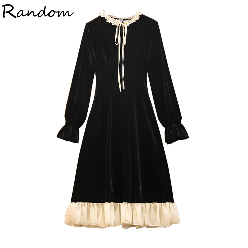 Женское бархатное офисное платье большого размера черное праздничное с длинным