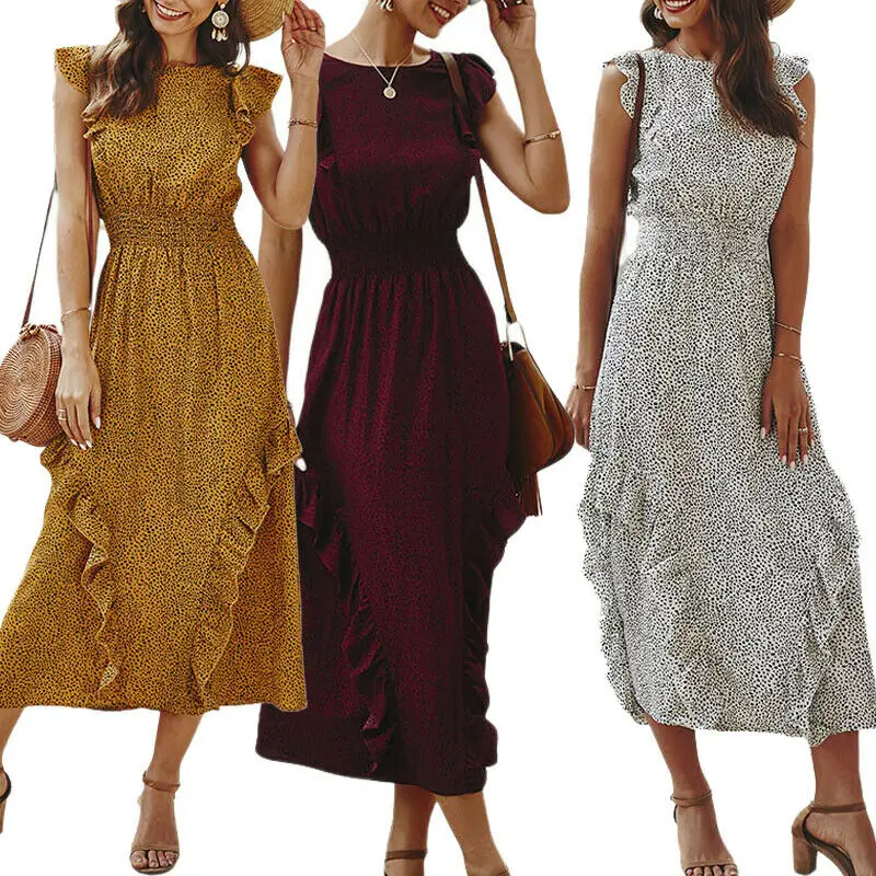 Женское длинное платье миди с цветочным принтом в стиле бохо сарафан разрезом