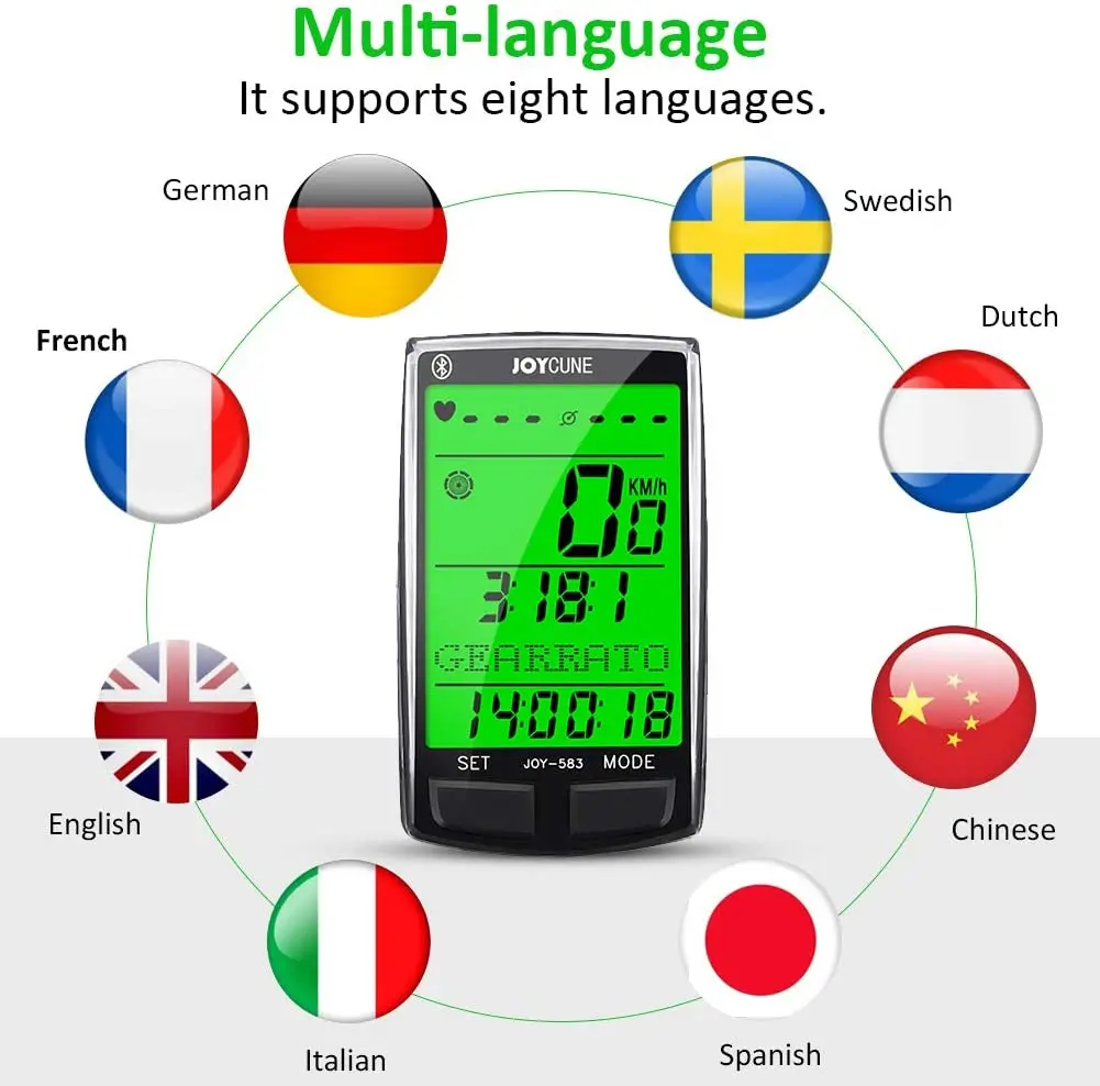 

AEsport Bicycle Multi-Function Bluetooth Code Table HD Large Screen Backlight Multi-Language Stopwatch speedometer