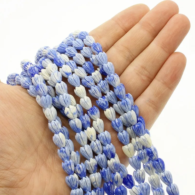 

Natural Material Synthetic Coral Loose Beads Hand-carved Tulips 6 * 9mm DIY Jewelry Making Bracelet Jewelry Accessories Charm