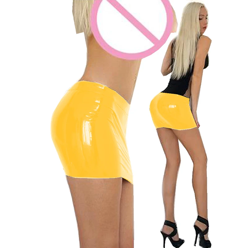 ПВХ Карандаш Bodycon мини-юбка пикантные блестящие женские туфли размера плюс S-6XL