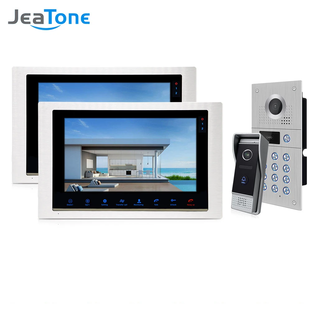 

JeaTone 10'' Wired Video Door Home Phone Recording & Picture Memory Touch Button Indoor Monitor 2&1 Doorman Home Apartment Kit
