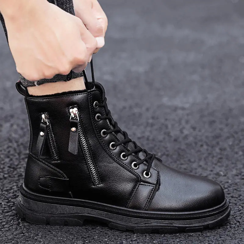 

Autumn and Winter Men's Casual Boots Martin Boots Fashion High-top Plus Velvet Warm Men's Boots Men's Platform Shoes Men Boots