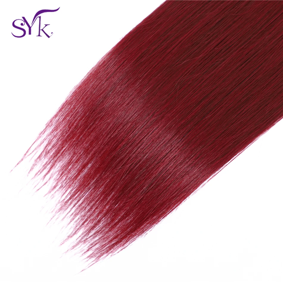 SYK Ombre Brazilian Human Hair Weave T1B/99J Straight Hair Bundles 1 Piece Pre Colored 10"-26" Non Remy Hair Extensions