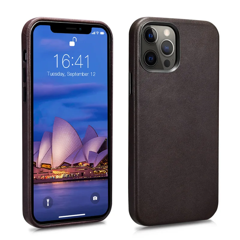 

Applicable to Apple iPhone 12 Pro magnetic mobile phone case leather leather case leather sole four packs max