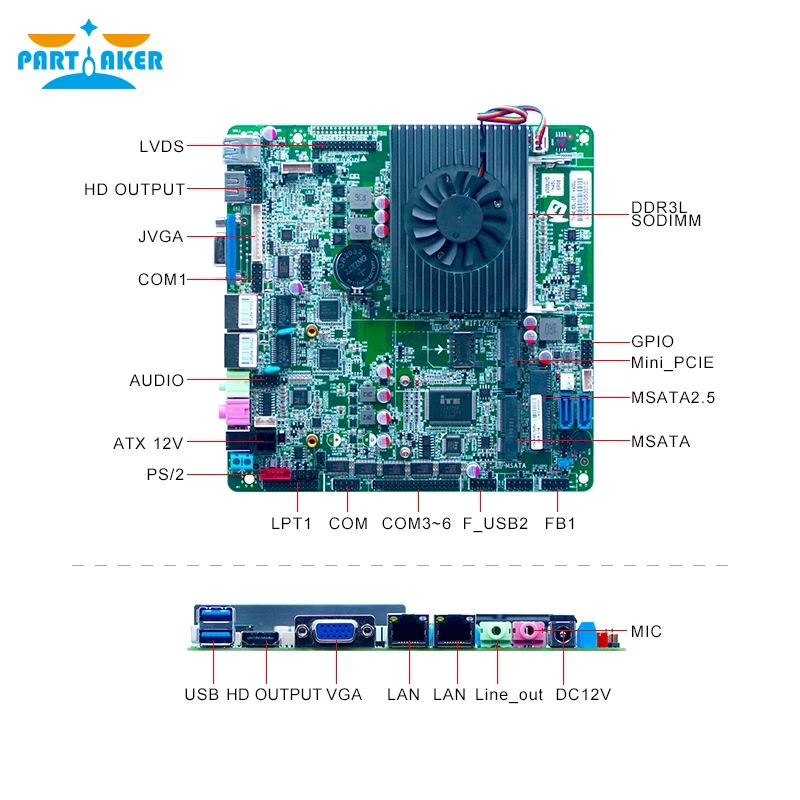 Материнская плата Partaker тонкая Intel Core I7 4500U AIO материнская itx все в одном для