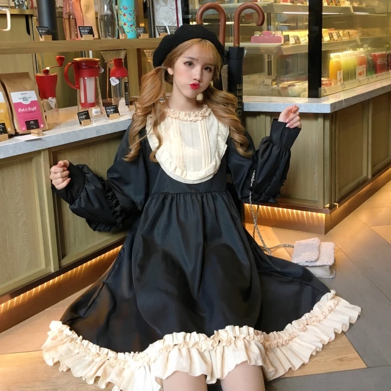 Новинка 2019 японское кавайное платье в стиле &quotЛолита&quot платья с длинным рукавом
