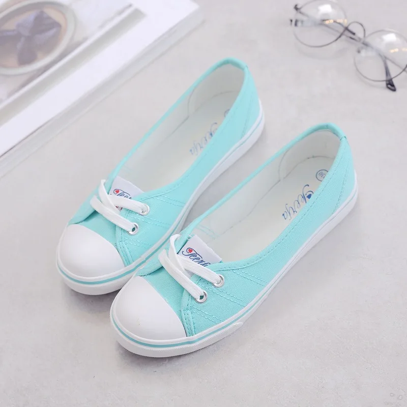Women Shoes Canvas Shoes Comfortable Shoes Slip-on Korean Tide Students Set Foot Flat Shoes Flat Heel Summer Round Toe Casual