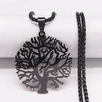gothic tree of life stainless steel long necklaces chain womenmen black pendant necklace jewelry acier inoxydable nxhly34s03