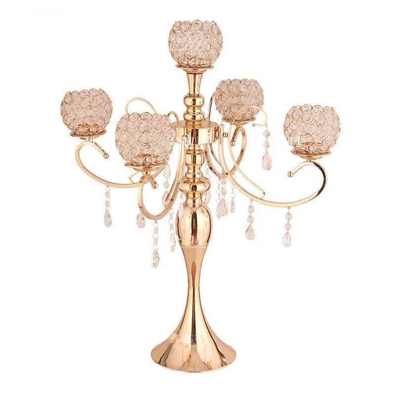 

Nordic Creative metal crystal Candlestick Flower arrangement Candle holder wedding Decorative ornaments Road props accessories