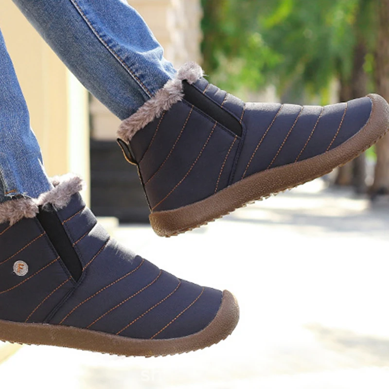 Fujin/Брендовые женские ботильоны Зимняя теплая обувь с Плюшевым Мехом Женские