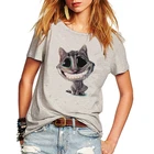 Женская футболка с принтом большого рта и кота, лето 5 видов цветов, Camiseta Mujer, Повседневная футболка, женские топы с коротким рукавом и круглым вырезом, футболки