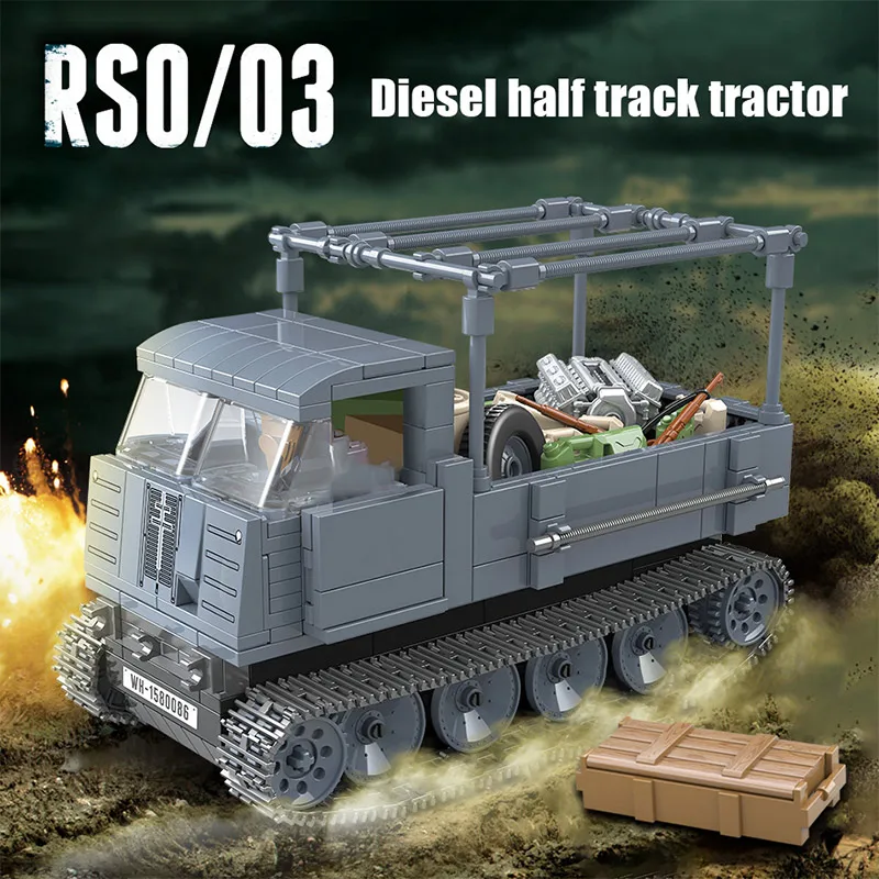 WW2 военные немецкие строительные блоки Sdkfz 7 Halftrack Transport Car ROS/03 фигуры детали для