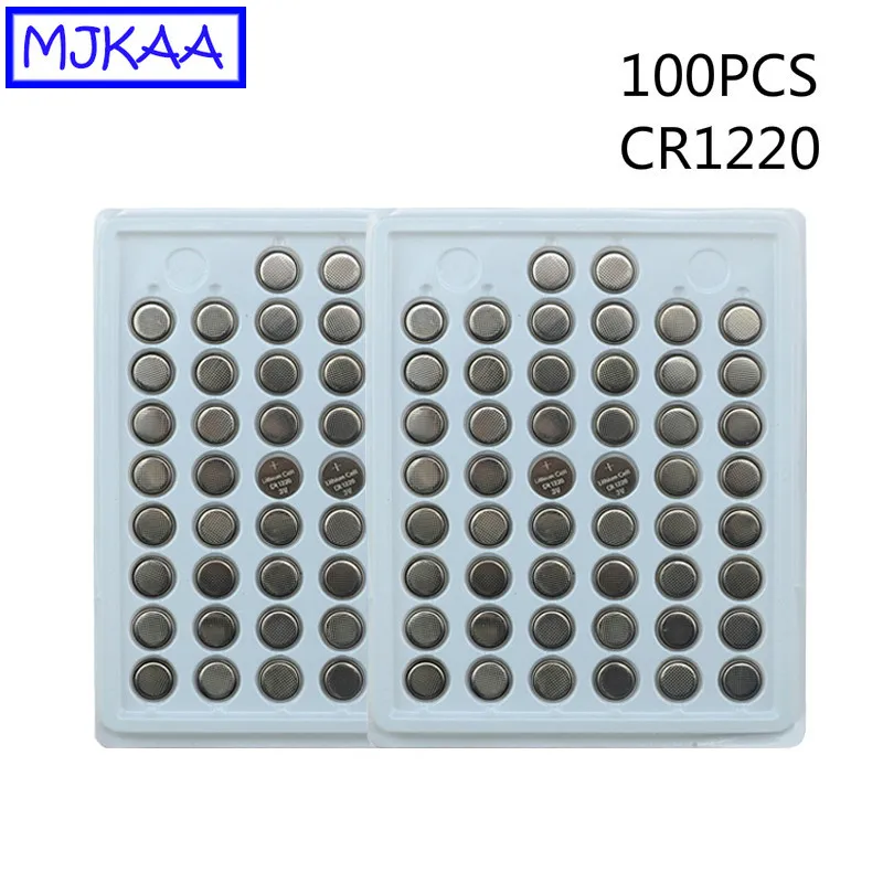 MJKAA 100 шт. CR1220 3V литиевая батарея таблеточного типа сотовый Батарея CR 1220 ECR1220 LM1220 часы батарейки-таблетки автомобиль дистанционного Управление
