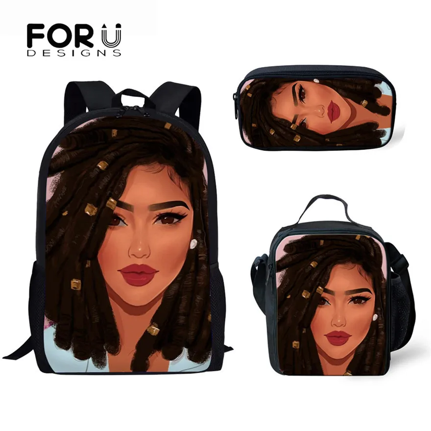 

Детский рюкзак для девочек FORUDESIGNS, школьный Черный рюкзак с принтом в виде Африканской девушки, шт./компл. Школьный рюкзак, школьный рюкзак
