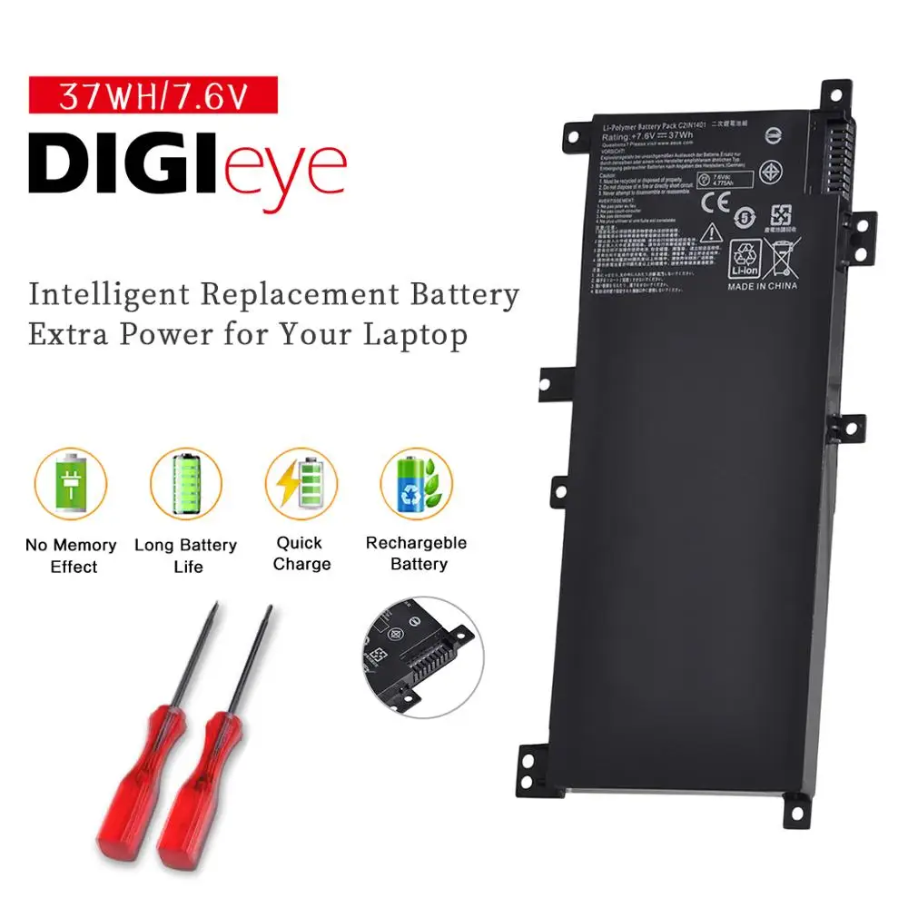 Аккумулятор C21N1401 для ноутбука ASUS 7 6 В 37 Вт/ч X455L X455LA X455LD X455LF X455LN F455L F455LD R455LD Y483L Y483LD