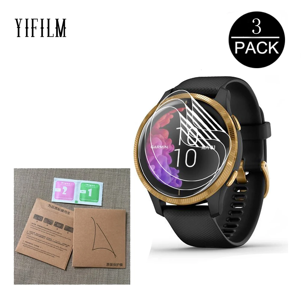 

3Pack For Garmin Venu GPS Watch Hydrogel HD Clear Film Full Screen Protector For Garmin Venu Anti-Scratch Water-proof TPU Film