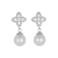 2020 new four leaf clover clover earrings female simple pearl flower earrings lucky four leaf clover earrings