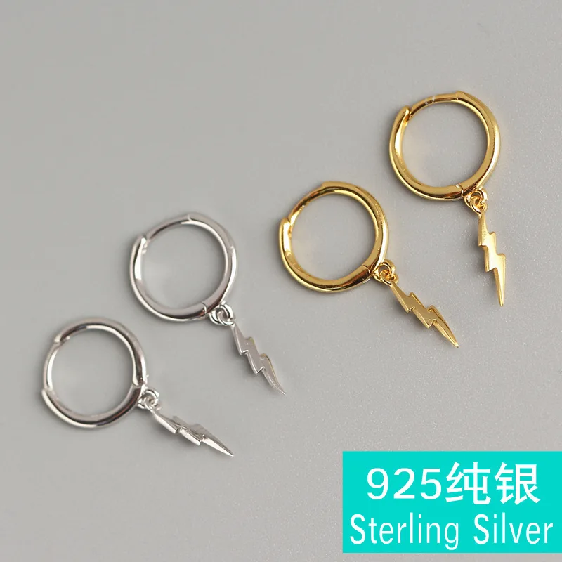 

925 Sterling Silver Jewelry Ear Clip Earrings For Women Minimalist Punk Thunder Female Party Brinco Earring Gift New Arrival