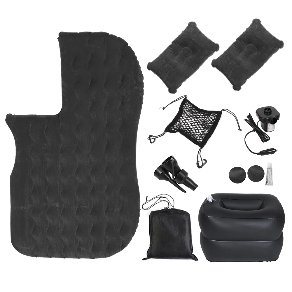 

Seat/Lying Air Bed Cushion + Pillow + Inflator Pump Kit for SUV Car Travel Vacation