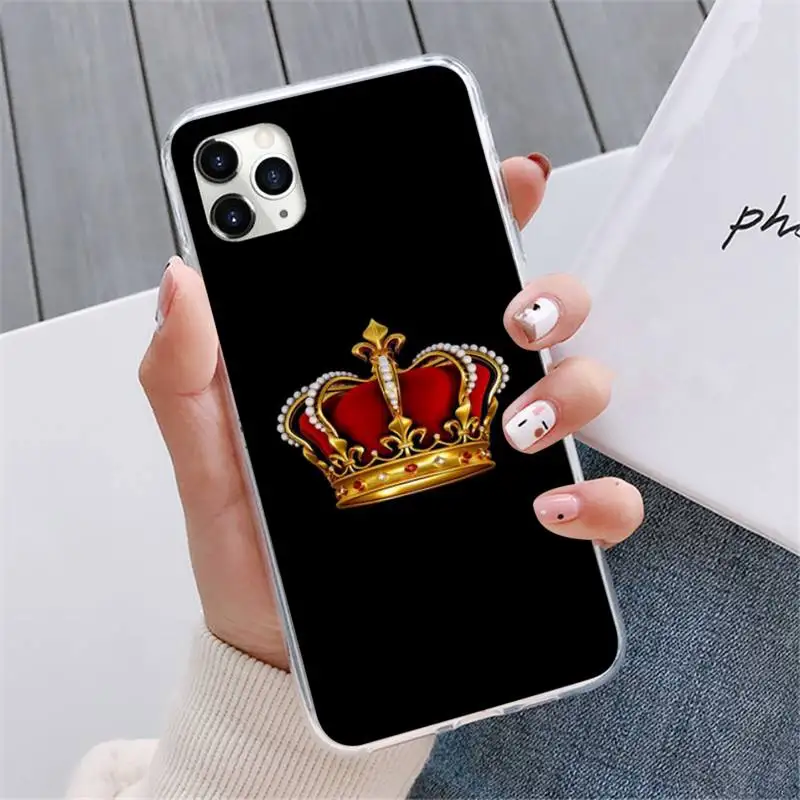 

Matte Crown King Queen Phone Case For iphone 12 5 5s 5c se 6 6s 7 8 plus x xs xr 11 pro max mini
