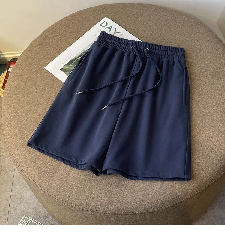 

2021 new high-waist solid color five-point pants women's straight and thin loose sports casual pants middle pants White