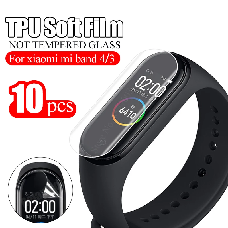 Защитная пленка для смарт браслета Xiaomi Mi Band 4 3 Гидрогелевая всего экрана не