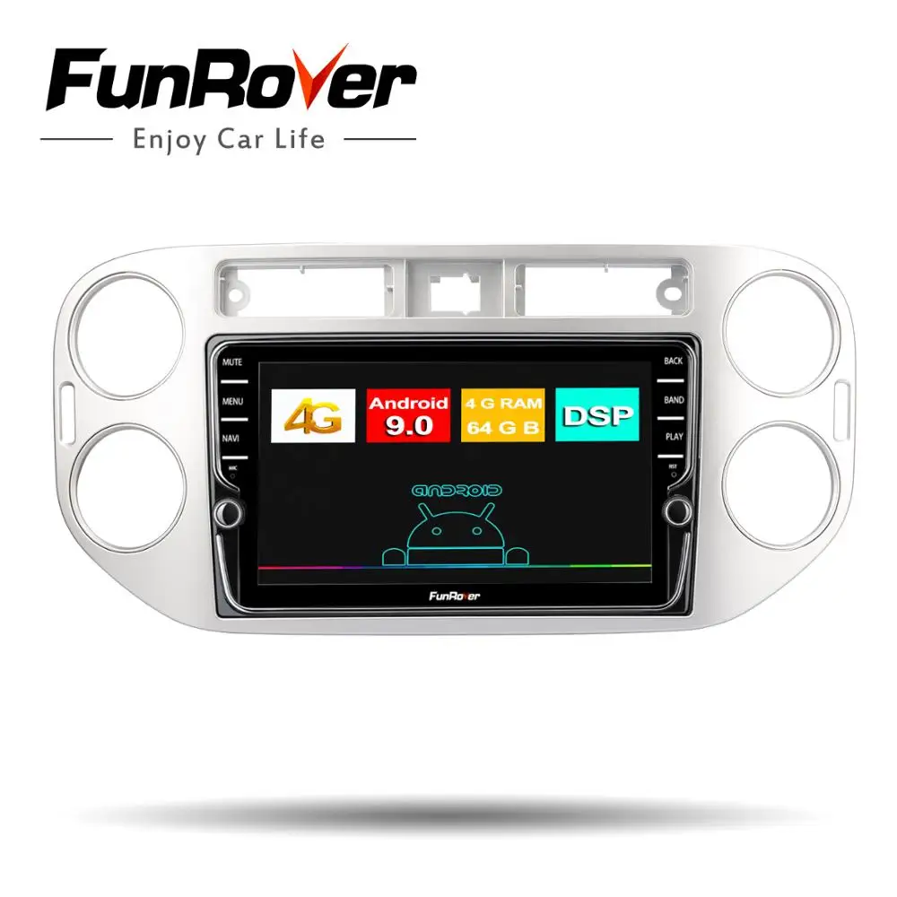 Funrover android 9,0 автомобильный DVD мультимедийный плеер для Volkswagen Tiguan 2010- Радио Стерео gps навигация navi 4G sim wifi FM
