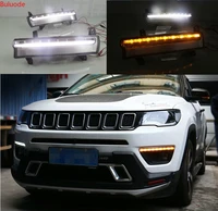 daytime running light for jeep compass 2017 2018 2019 dynamic yellow turn signal light style relay 12v led car drl fog lamp