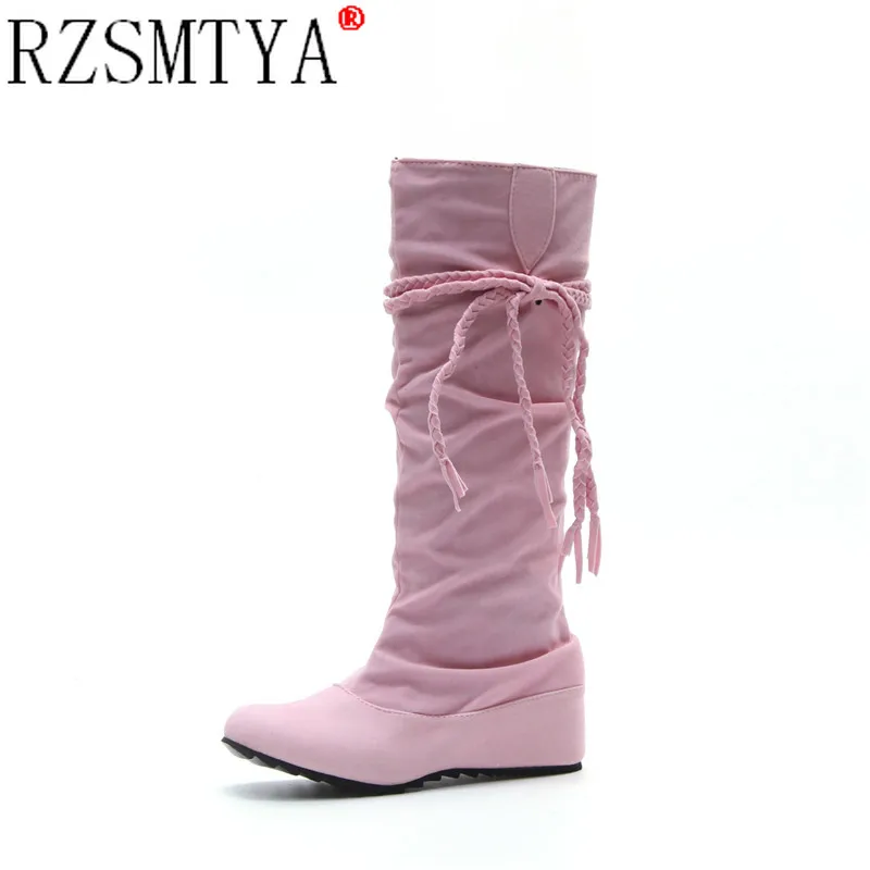 

Large Women's Boots No. 35-43 Oversized Rope Braided Inner Increased Tassel High Boots New Fashion Boots for Autumn And Winter