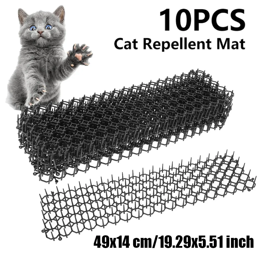 

10Pcs Cat Scat Mats Spike Anti-Cat Pest Deterrent Garden Repellent Animal Scarer Cat Dog Away Digging Climbing Fence Garden Supp