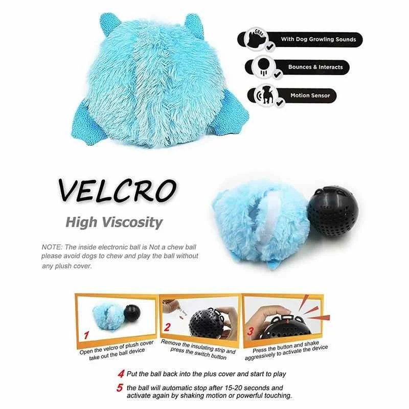 interactive monster plush giggle ball shake crazy bouncer dog toy exercise electronic toy for puppy motorized entertainment pets free global shipping