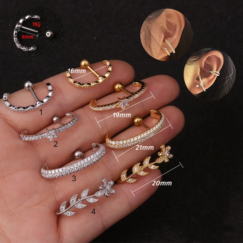 Женские серьги гвоздики из стали с фианитом 16 21 мм 1 шт.|Украшения для тела| |