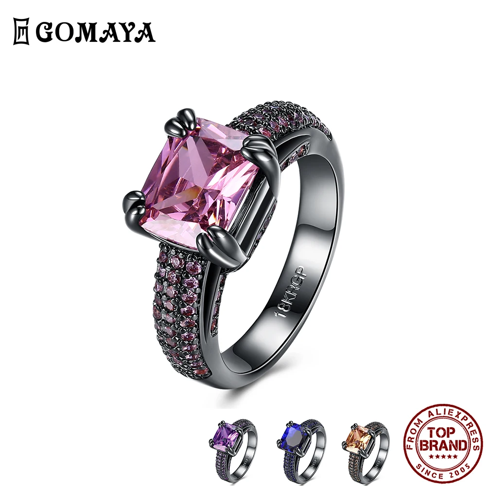 

GOMAYA Square shape Cubic Zirconia Fit Women Rings Romantic Trendy Finger Ring Wedding Engagement Fashion Jewelry New Arrival