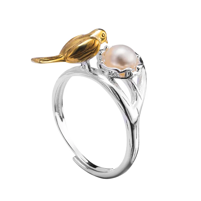 

RAINBOW HOOP 2021 Trend Bird's Nest Creative Design S925 Sterling Silver Vintage Plated Gold For Women Rings Fine Jewelry Gift