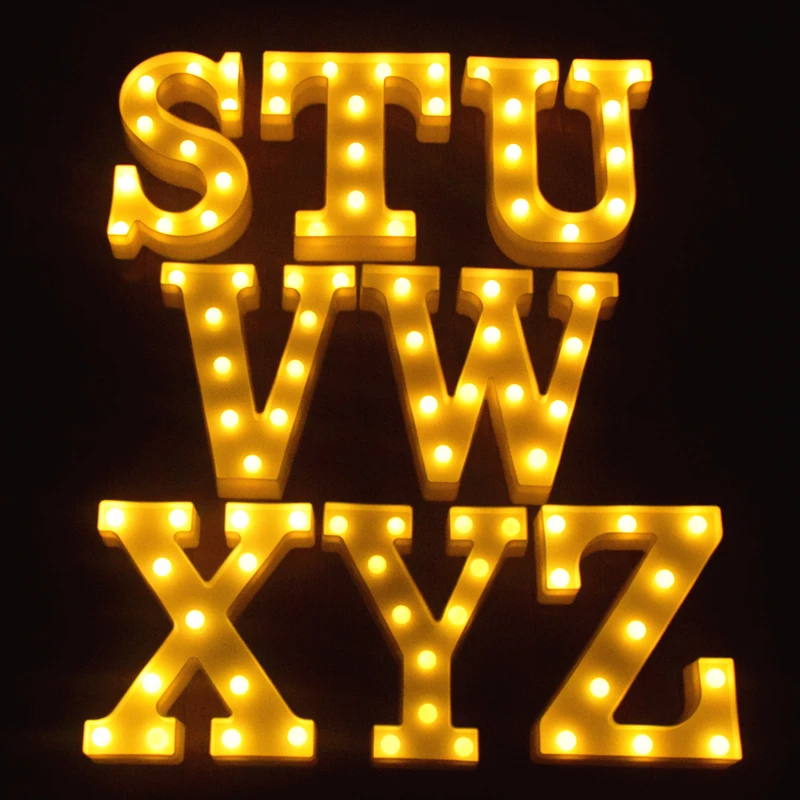 Светящаяся светодиодная лампа с цифрами 0-9 26 буквами аккумулятором домашние