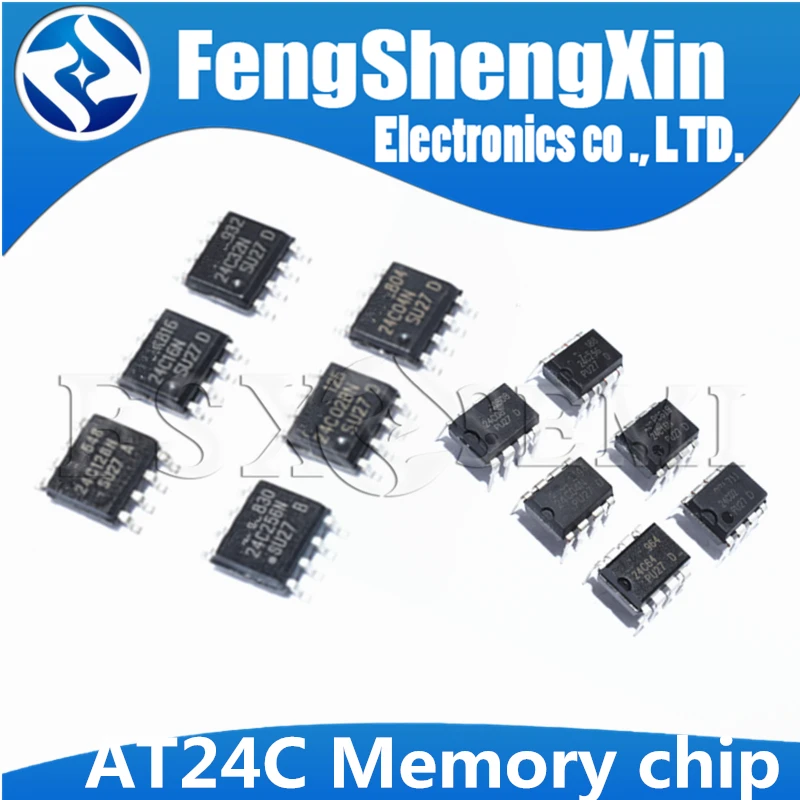 

10pcs AT 24C01 24C02 24C04 24C08 24C16 24C32 24C64 24C128 24C01N 24C02N 24C04N 24C08N 24C16N 24C32N 24C64N 24C128N SOP8 DIP8 IC