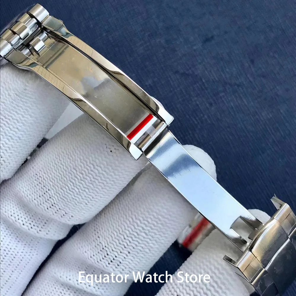 

40mm Men's Mechanical Automatic Date Watches Men Silver Polished Crystal Bezel Stainless Steel Brushed Bracelet Wristwatch Clock