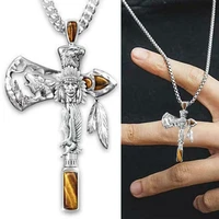 cross necklace viking eagle wolf ax indians alloy punk necklace unisex women men pendant necklaces jewelry