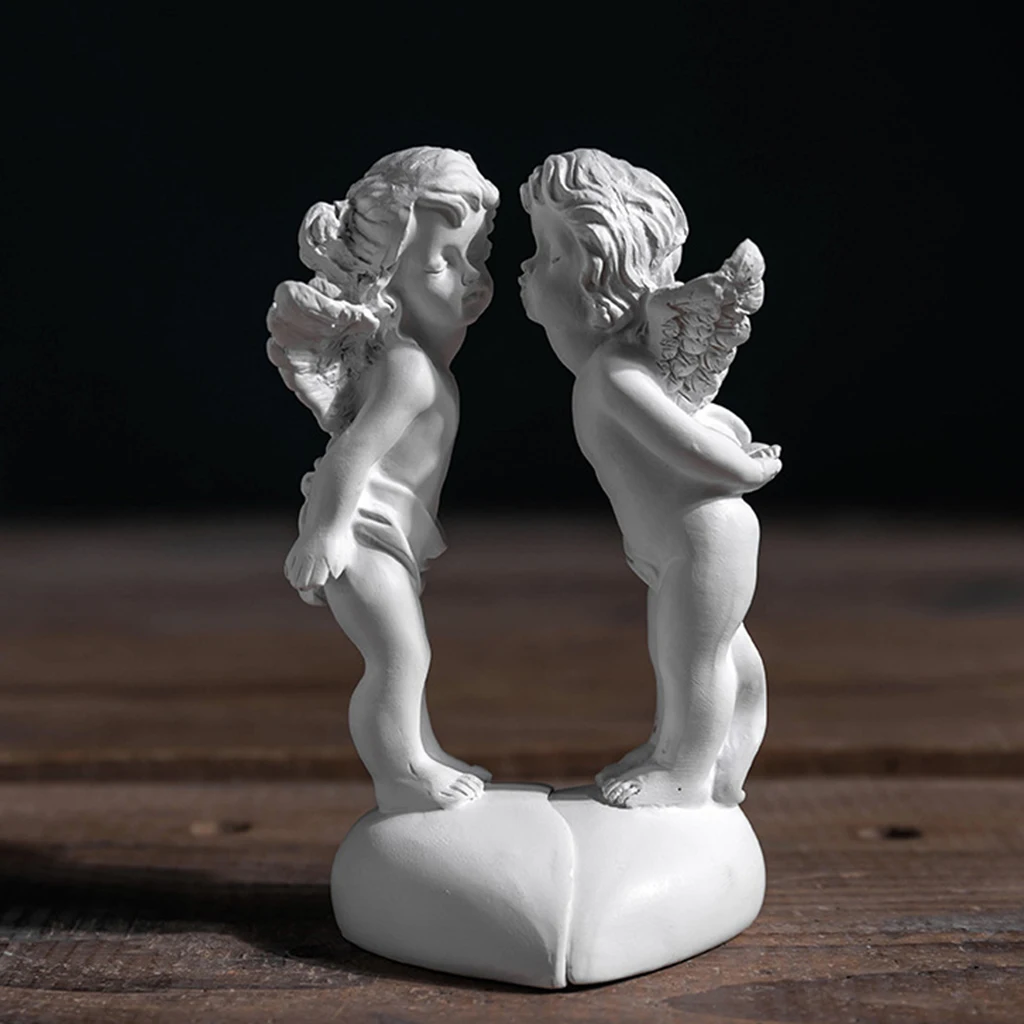 

Resin Cupid Couples Angel Decoration Crafts Creative Office Desktop Ornament Wedding Gifts Cherub Statue Home Decor Ornament