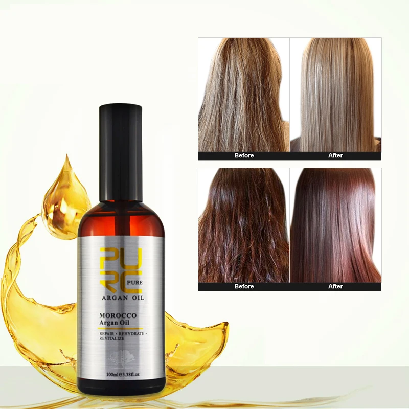 

PURC Moroccan Argan Oil for Hair Care and Protects Damaged Hair for Moisture Smooth Hair Scalp Treatment 100ml