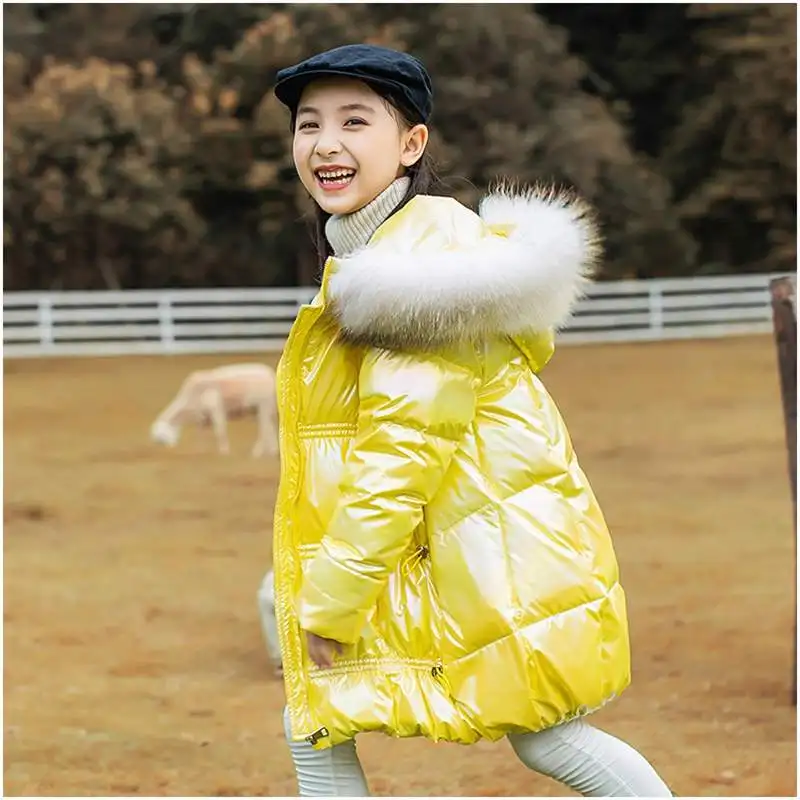 

Girls Snowsuit 2021 Winter Children's Down Jacket For Girls Winter Coat Clothes Hoode Real Fur Collar Teenage Big Girl Outerwear