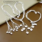 Комплект ювелирных изделий Charmhouse из чистого серебра для женщин, ожерелье и серьги с длинными кисточками в форме сердца, 3 шт.