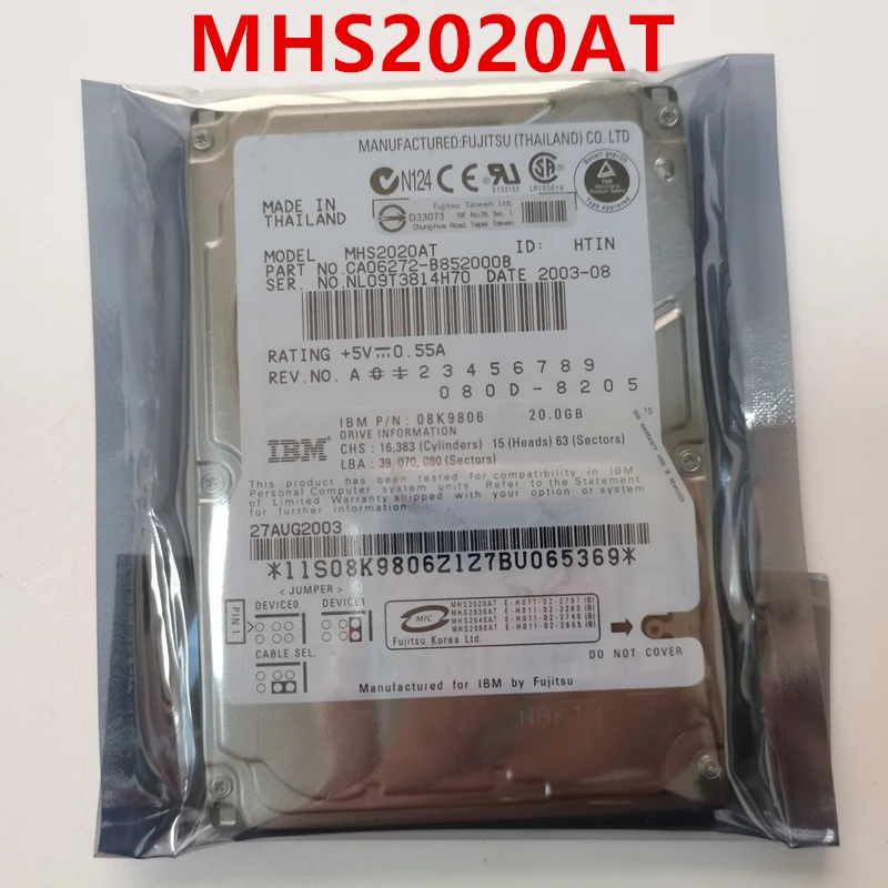 Original New HDD For Fujitsu 20GB 2.5" IDE 2MB 4200RPM For Internal HDD For Laptop HDD For MHS2020AT