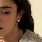 Простой в виде колец геометрической формы в виде капель с кристаллами в форме Для женщин полированный блестящий уход за кожей лица металлическая квадратная обручи