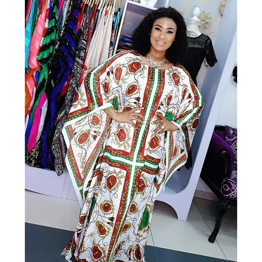 

Мусульманские модные платья для женщин 2021 Abaya Дубай рукав летучая мышь пуловер Свободный женский полосатый цветочный принт халат NO.007