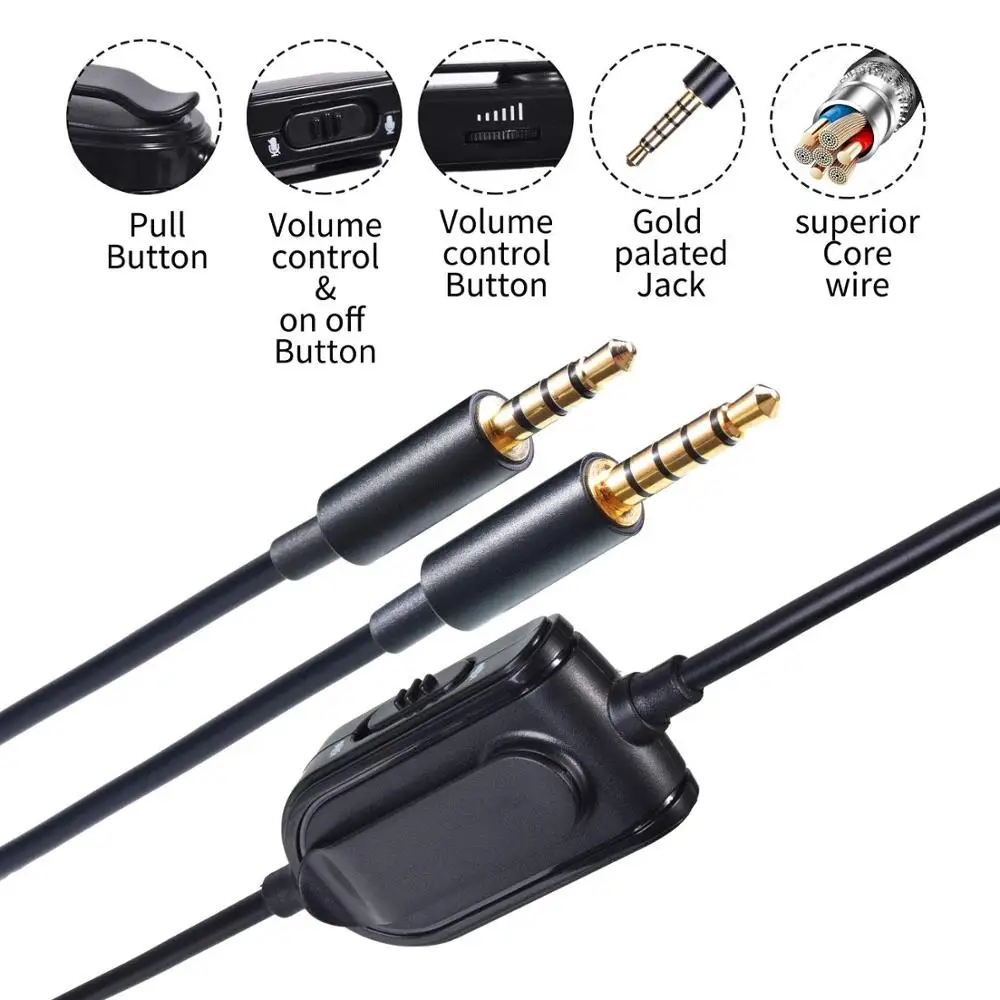 Сменный удлинитель для аудио шнур встроенный контроль громкости с микрофоном